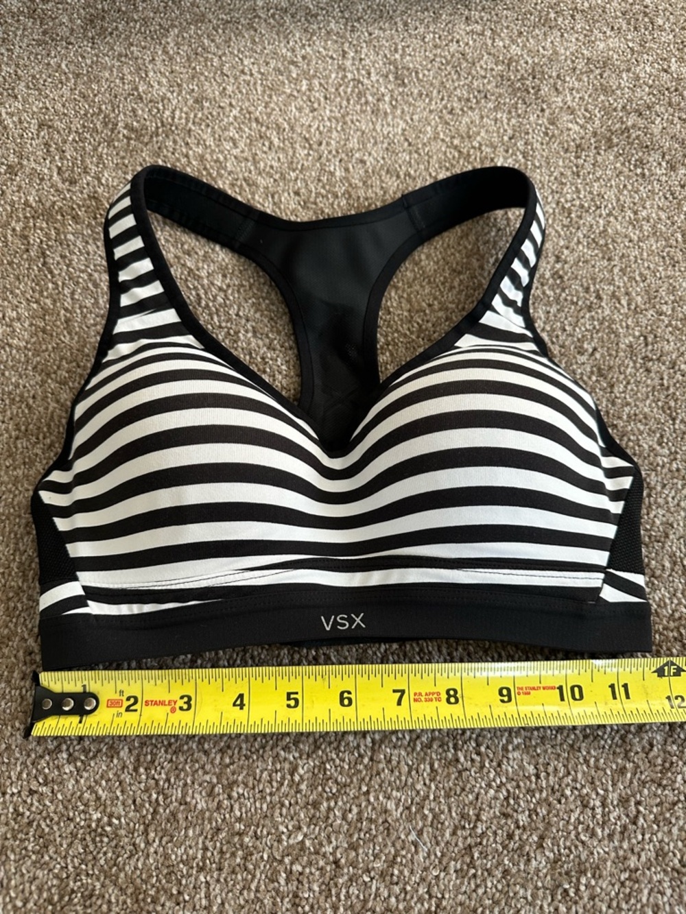 Victoria's Secret VSX Sport Underwire Padded Sports Bra 32C Black White Stripe - Picture 3 of 7